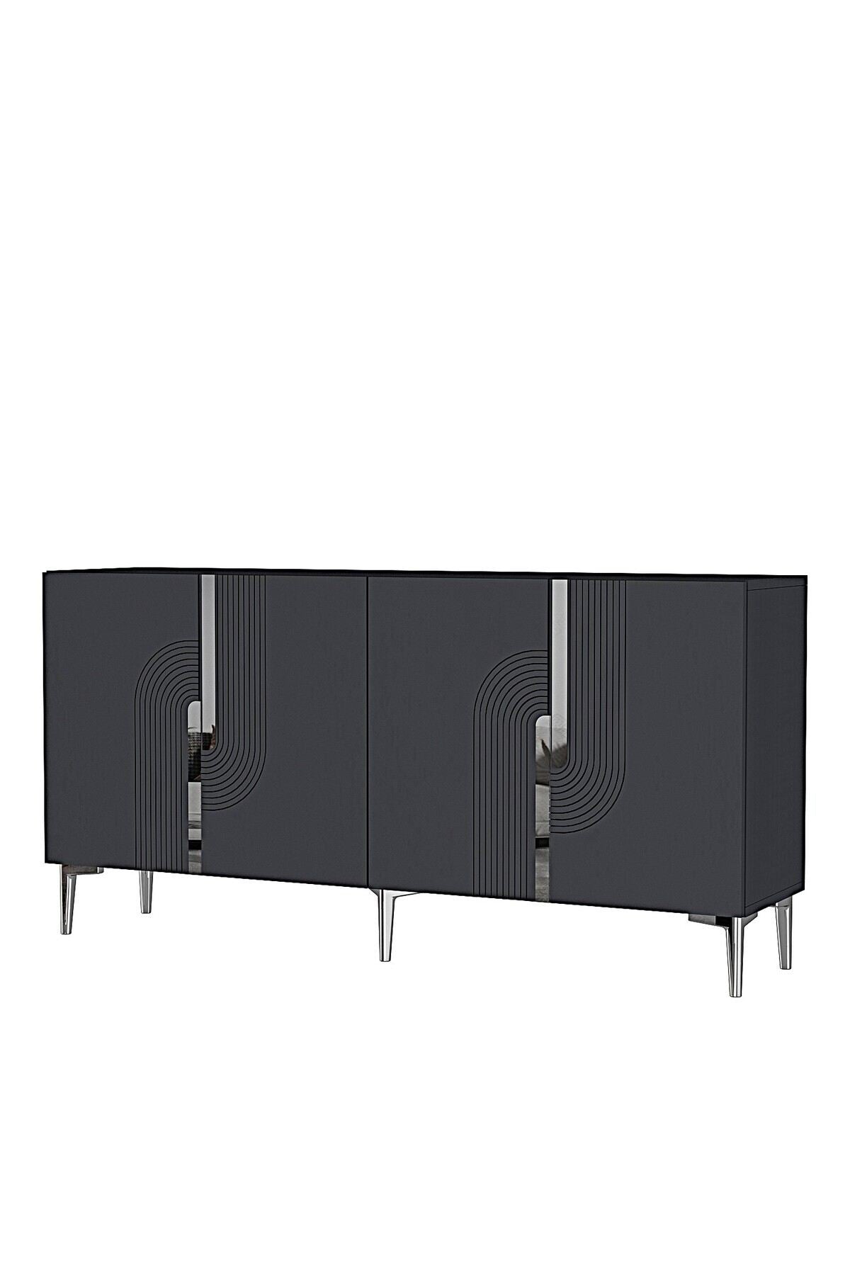 Κονσόλα Μπουφές 180x75x32 εκ Ανθρακί / Ασημί 555CHM1673