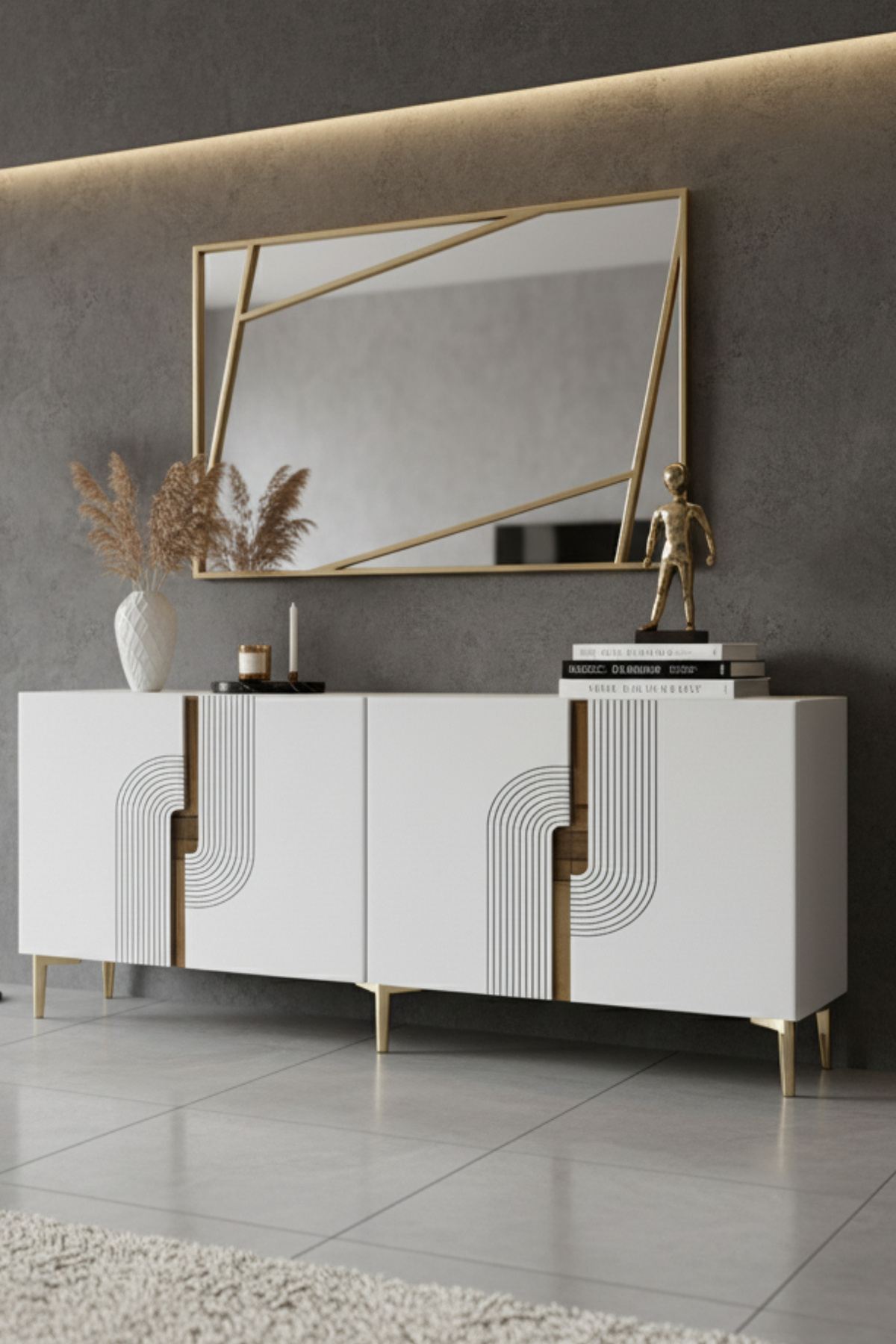 Κονσόλα Μπουφές 180x75x32 εκ Λευκό / Χρυσό 555CHM1674