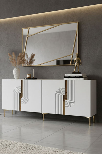Κονσόλα Μπουφές 180x75x32 εκ Λευκό / Χρυσό 555CHM1674