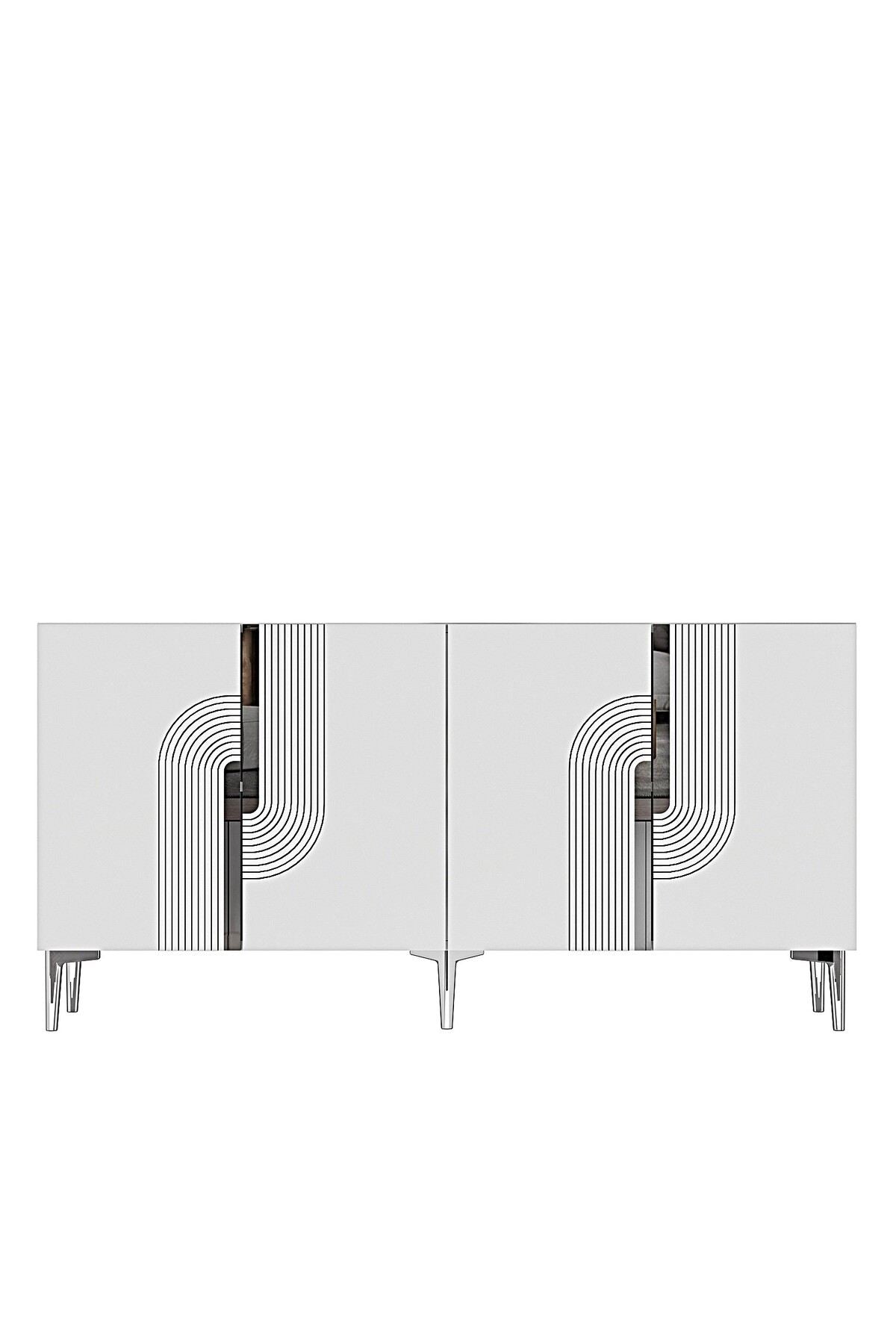 Κονσόλα Μπουφές 180x75x32 εκ Λευκό / Ασημί 555CHM1675