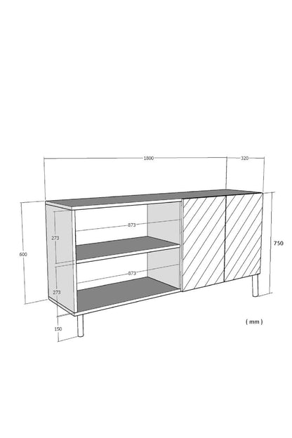 Κονσόλα Μπουφές 180x75x32 εκ Λευκό / Τραβερτίνο / Ασημί 555CHM1677