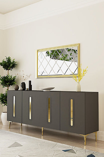 Κονσόλα Μπουφές 180x75x32 εκ Ανθρακί / Χρυσό 555CHM1685