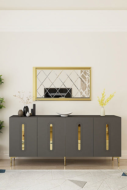 Κονσόλα Μπουφές 180x75x32 εκ Ανθρακί / Χρυσό 555CHM1685