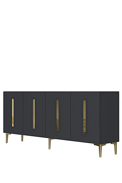 Κονσόλα Μπουφές 180x75x32 εκ Ανθρακί / Χρυσό 555CHM1685