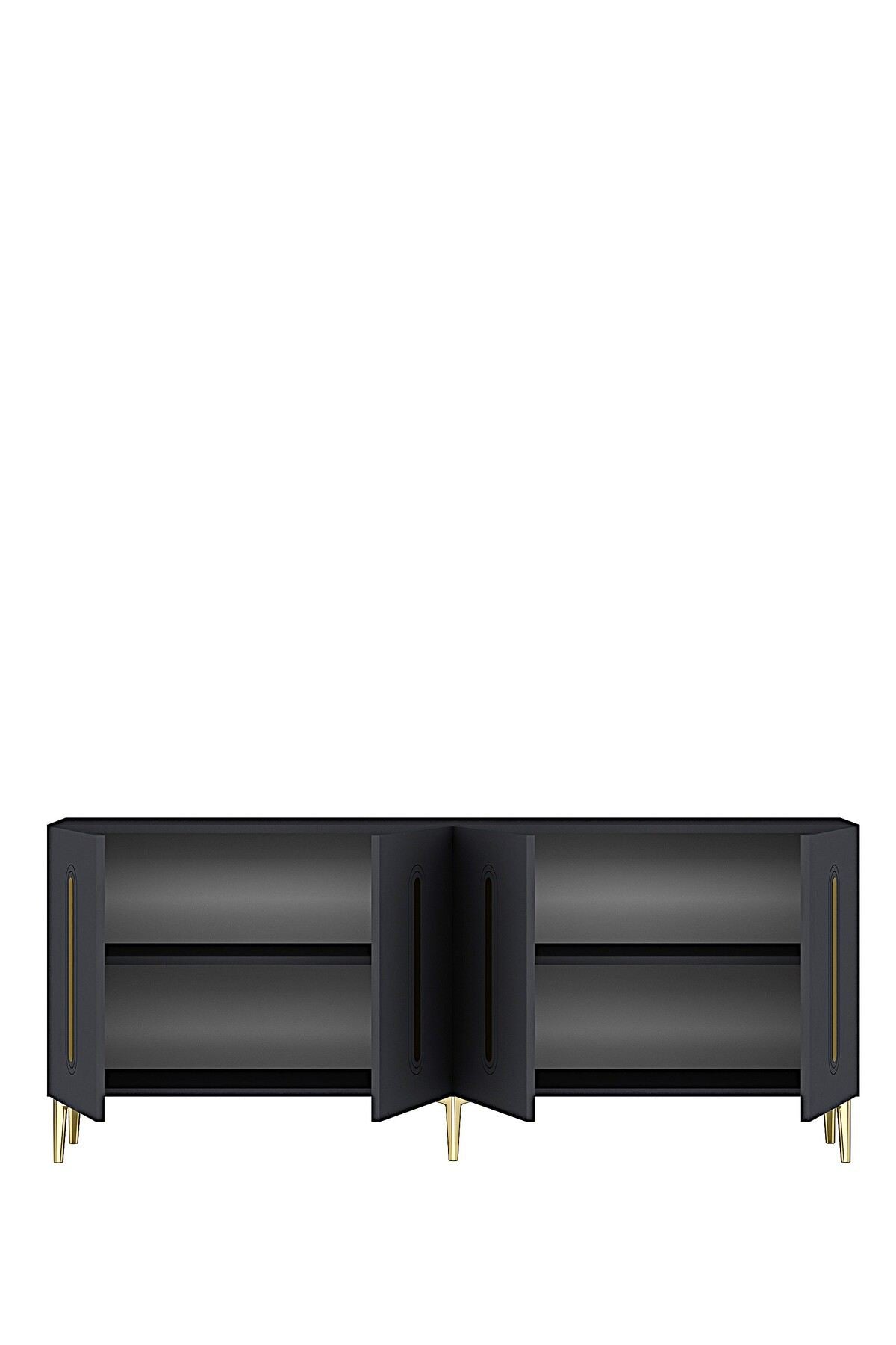 Κονσόλα Μπουφές 180x75x32 εκ Ανθρακί / Χρυσό 555CHM1685