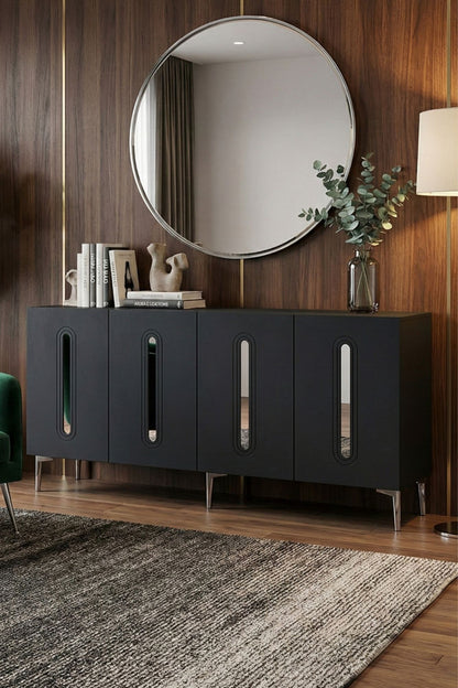 Κονσόλα Μπουφές 180x75x32 εκ Ανθρακί / Ασημί 555CHM1686