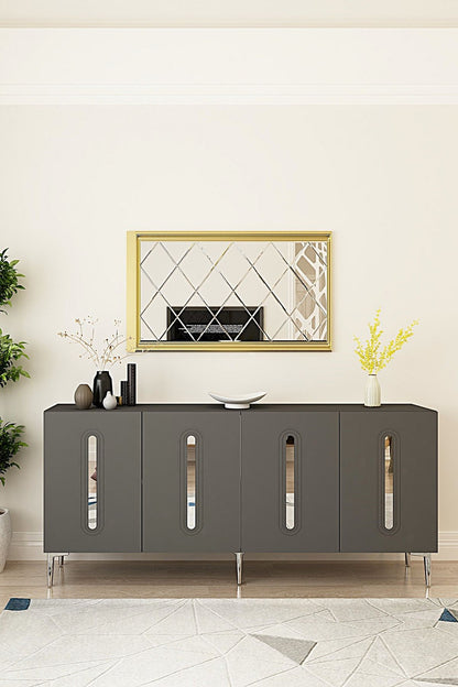 Κονσόλα Μπουφές 180x75x32 εκ Ανθρακί / Ασημί 555CHM1686