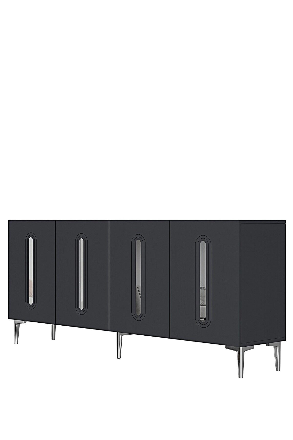 Κονσόλα Μπουφές 180x75x32 εκ Ανθρακί / Ασημί 555CHM1686