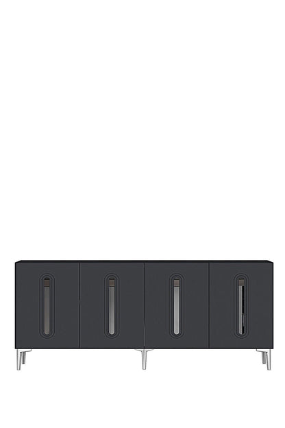 Κονσόλα Μπουφές 180x75x32 εκ Ανθρακί / Ασημί 555CHM1686