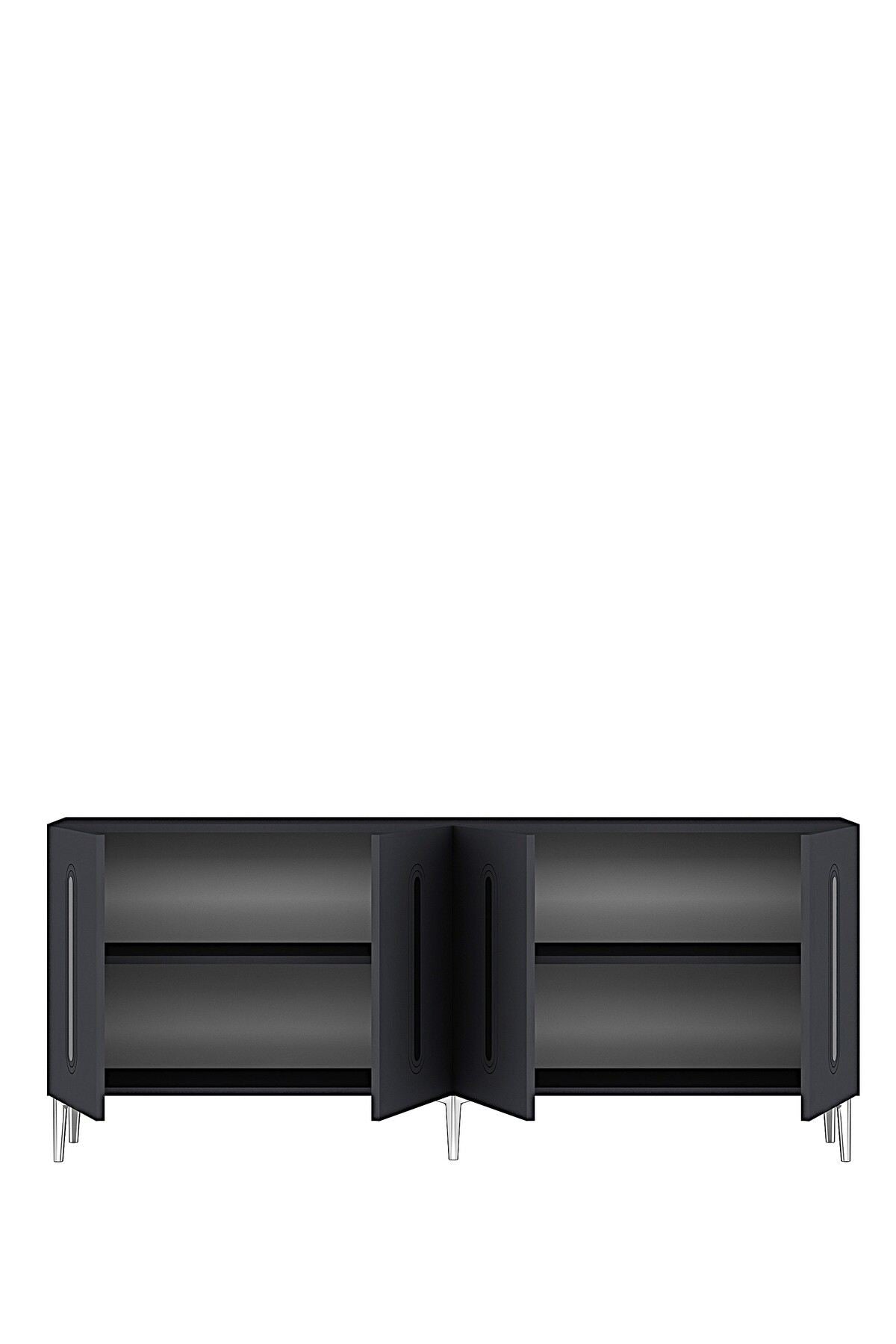 Κονσόλα Μπουφές 180x75x32 εκ Ανθρακί / Ασημί 555CHM1686