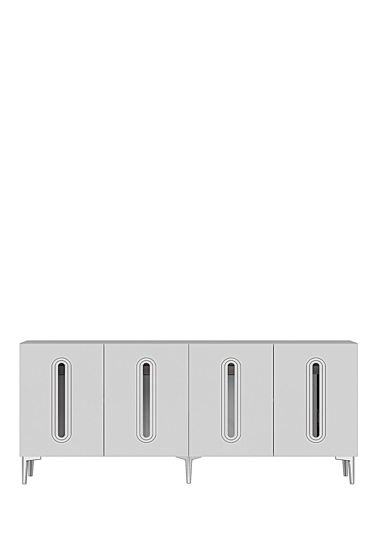 Κονσόλα Μπουφές 180x75x32 εκ Λευκό / Ασημί 555CHM1688