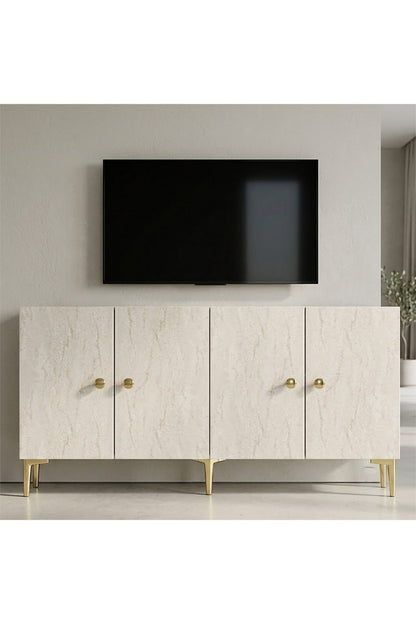 Κονσόλα Μπουφές 180x75x32 εκ Λευκό / Τραβερτίνο 555CHM1696