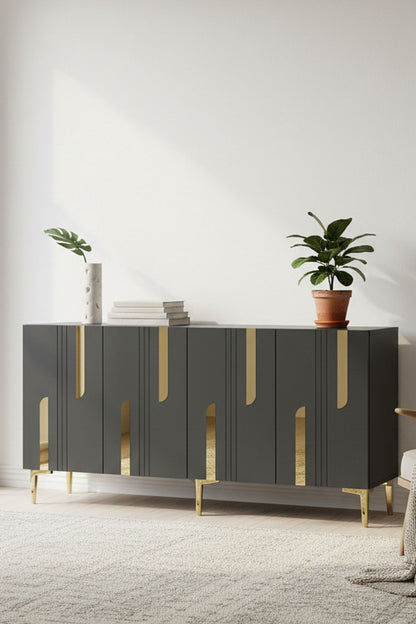Κονσόλα Μπουφές 150x75x32 εκ Ανθρακί / Χρυσό 555CHM1697