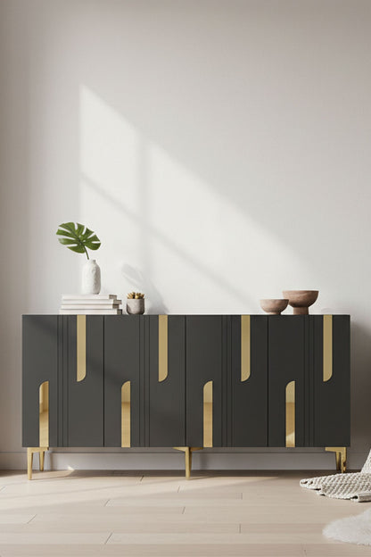 Κονσόλα Μπουφές 150x75x32 εκ Ανθρακί / Χρυσό 555CHM1697