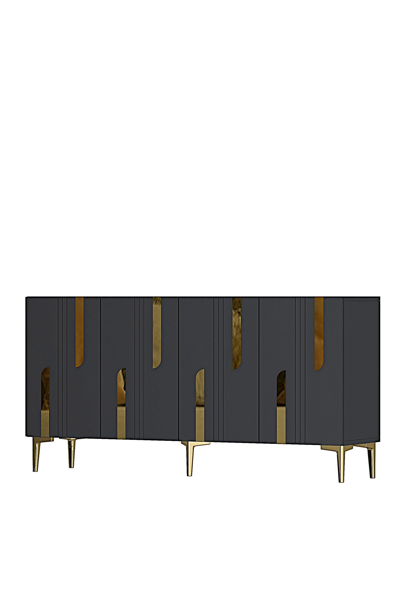 Κονσόλα Μπουφές 150x75x32 εκ Ανθρακί / Χρυσό 555CHM1697