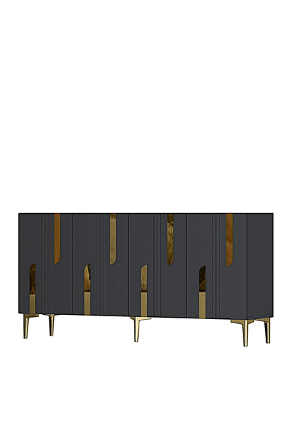 Κονσόλα Μπουφές 150x75x32 εκ Ανθρακί / Χρυσό 555CHM1697