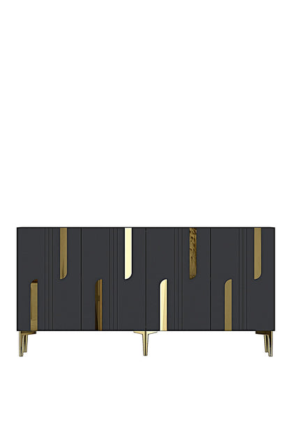 Κονσόλα Μπουφές 150x75x32 εκ Ανθρακί / Χρυσό 555CHM1697