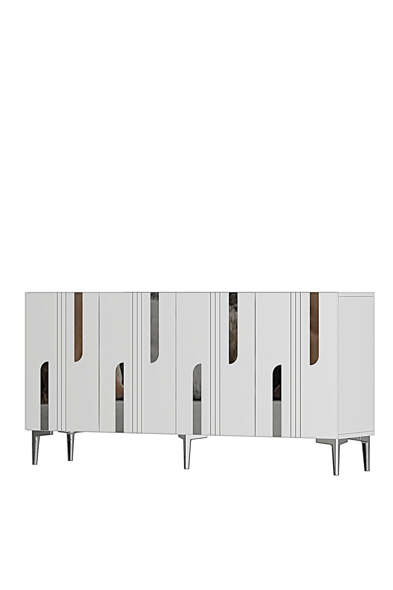 Κονσόλα Μπουφές 150x75x32 εκ Λευκό / Ασημί 555CHM1704