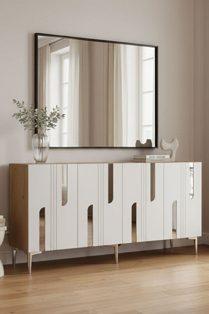 Κονσόλα Μπουφές 150x75x32 εκ Δρυς Sapphire / Λευκό / Ασημί 555CHM1706