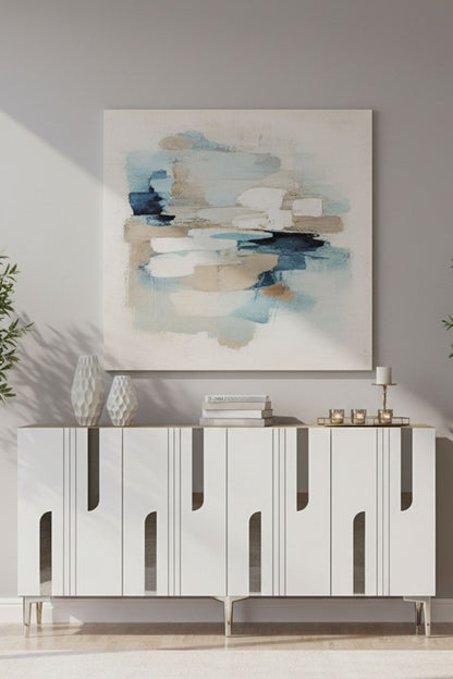 Κονσόλα Μπουφές 150x75x32 εκ Δρυς Sapphire / Λευκό / Ασημί 555CHM1706