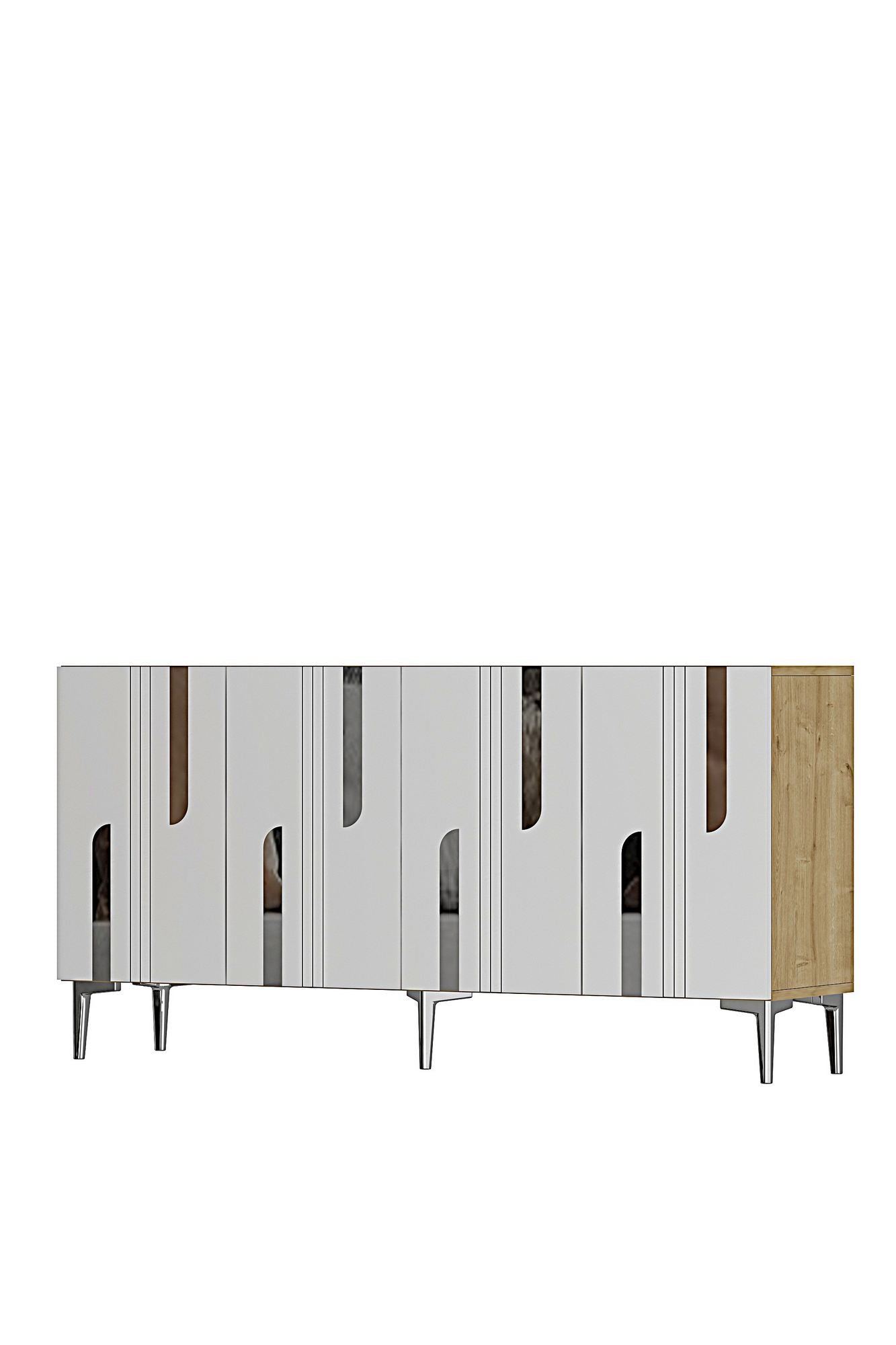 Κονσόλα Μπουφές 150x75x32 εκ Δρυς Sapphire / Λευκό / Ασημί 555CHM1706
