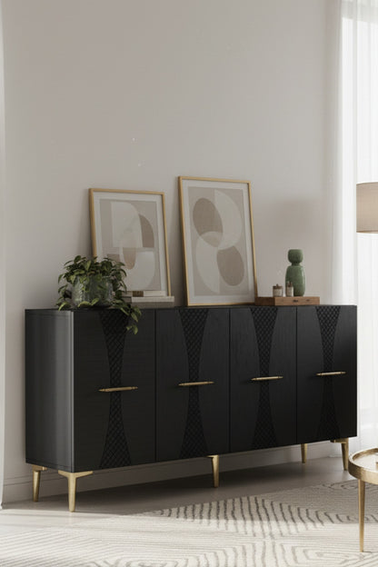 Κονσόλα Μπουφές 150x75x32 εκ Ανθρακί / Χρυσό 555CHM1707