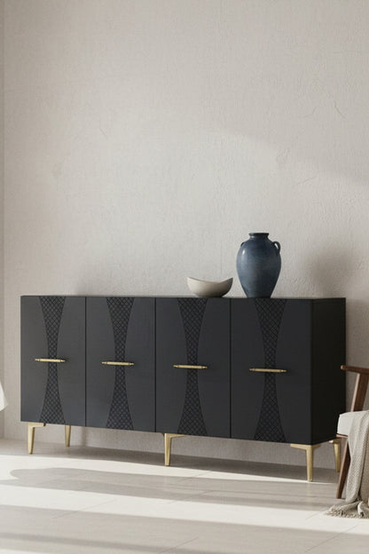 Κονσόλα Μπουφές 150x75x32 εκ Ανθρακί / Χρυσό 555CHM1707