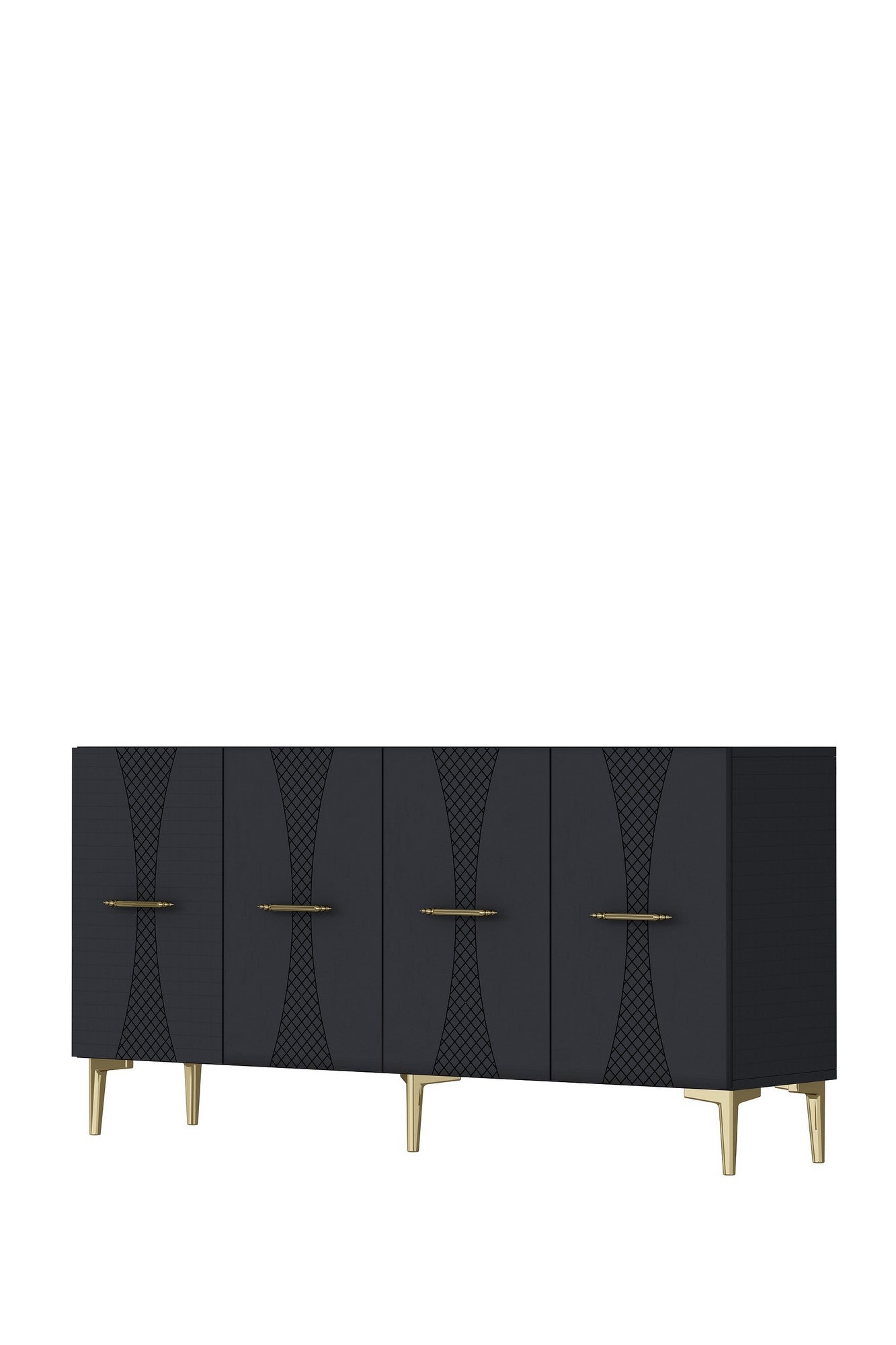 Κονσόλα Μπουφές 150x75x32 εκ Ανθρακί / Χρυσό 555CHM1707