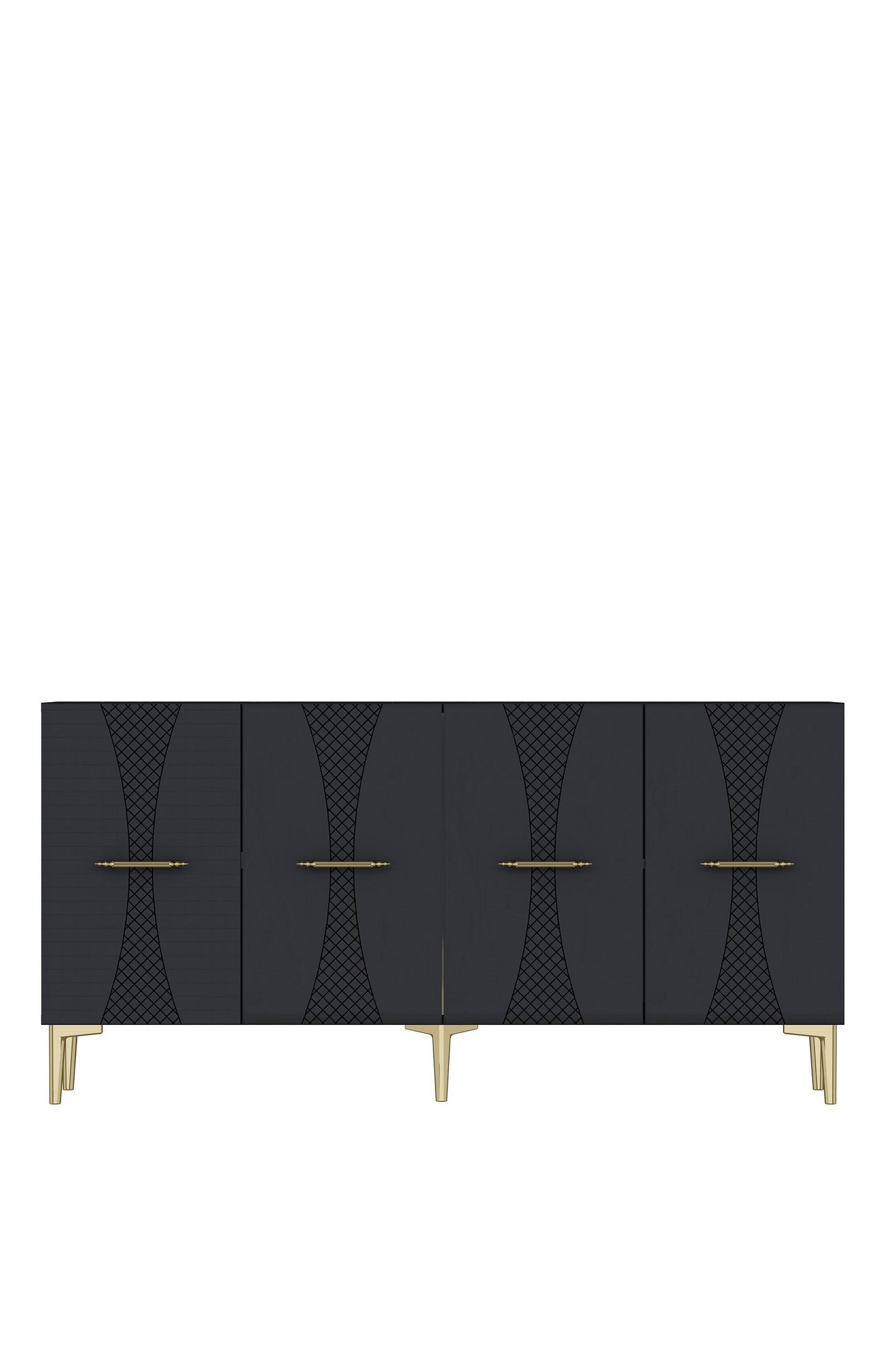 Κονσόλα Μπουφές 150x75x32 εκ Ανθρακί / Χρυσό 555CHM1707