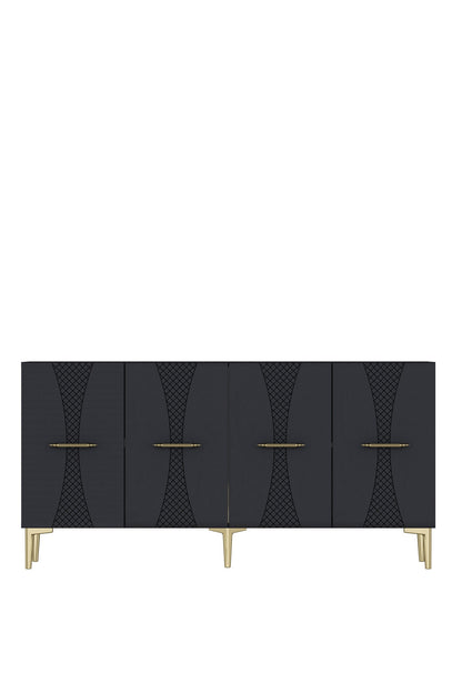 Κονσόλα Μπουφές 150x75x32 εκ Ανθρακί / Χρυσό 555CHM1707