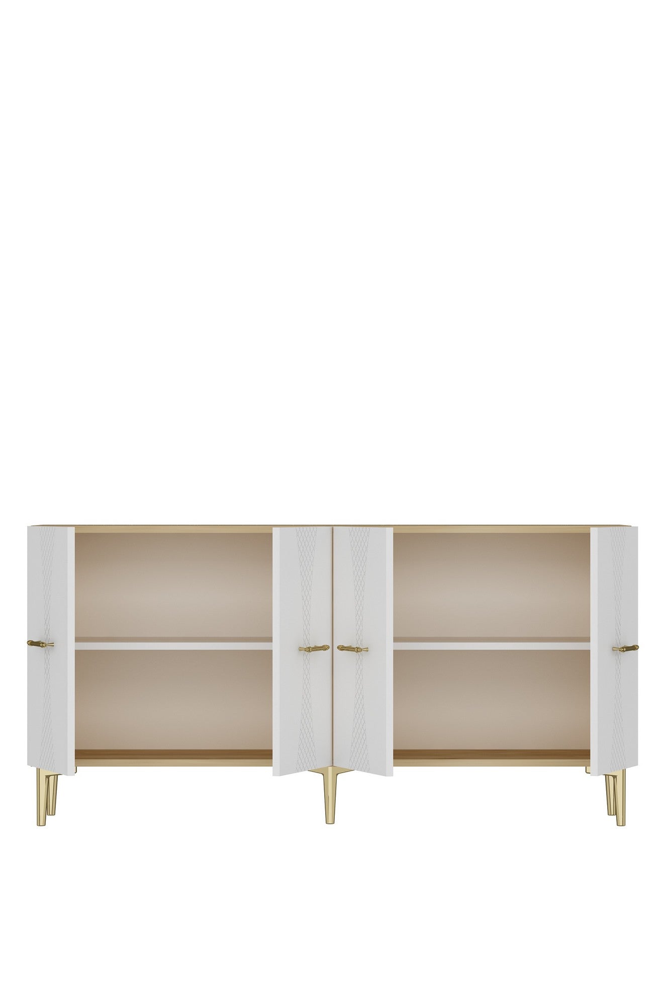 Κονσόλα Μπουφές 150x75x32 εκ Δρυς Sapphire / Λευκό / Χρυσό 555CHM1711