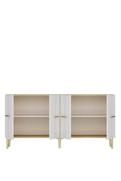 Κονσόλα Μπουφές 150x75x32 εκ Δρυς Sapphire / Λευκό / Χρυσό 555CHM1711