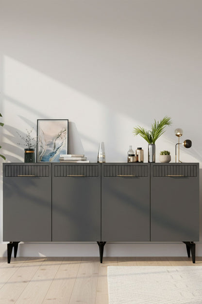 Κονσόλα Μπουφές 150x79x32 εκ Ανθρακί / Χρυσό 555CHM1712