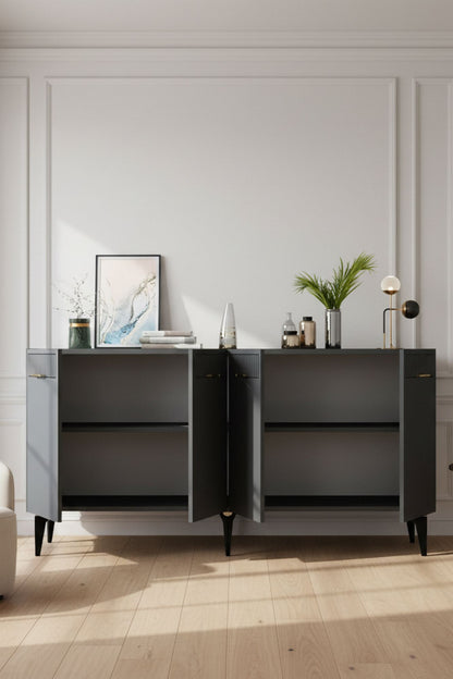Κονσόλα Μπουφές 150x79x32 εκ Ανθρακί / Χρυσό 555CHM1712