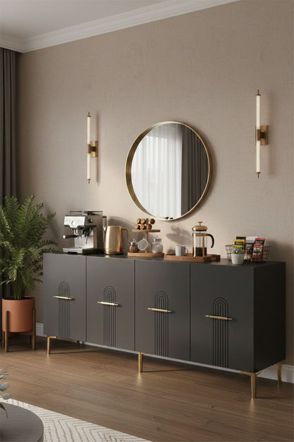 Κονσόλα Μπουφές 180x75x32 εκ Ανθρακί / Χρυσό 555CHM1716