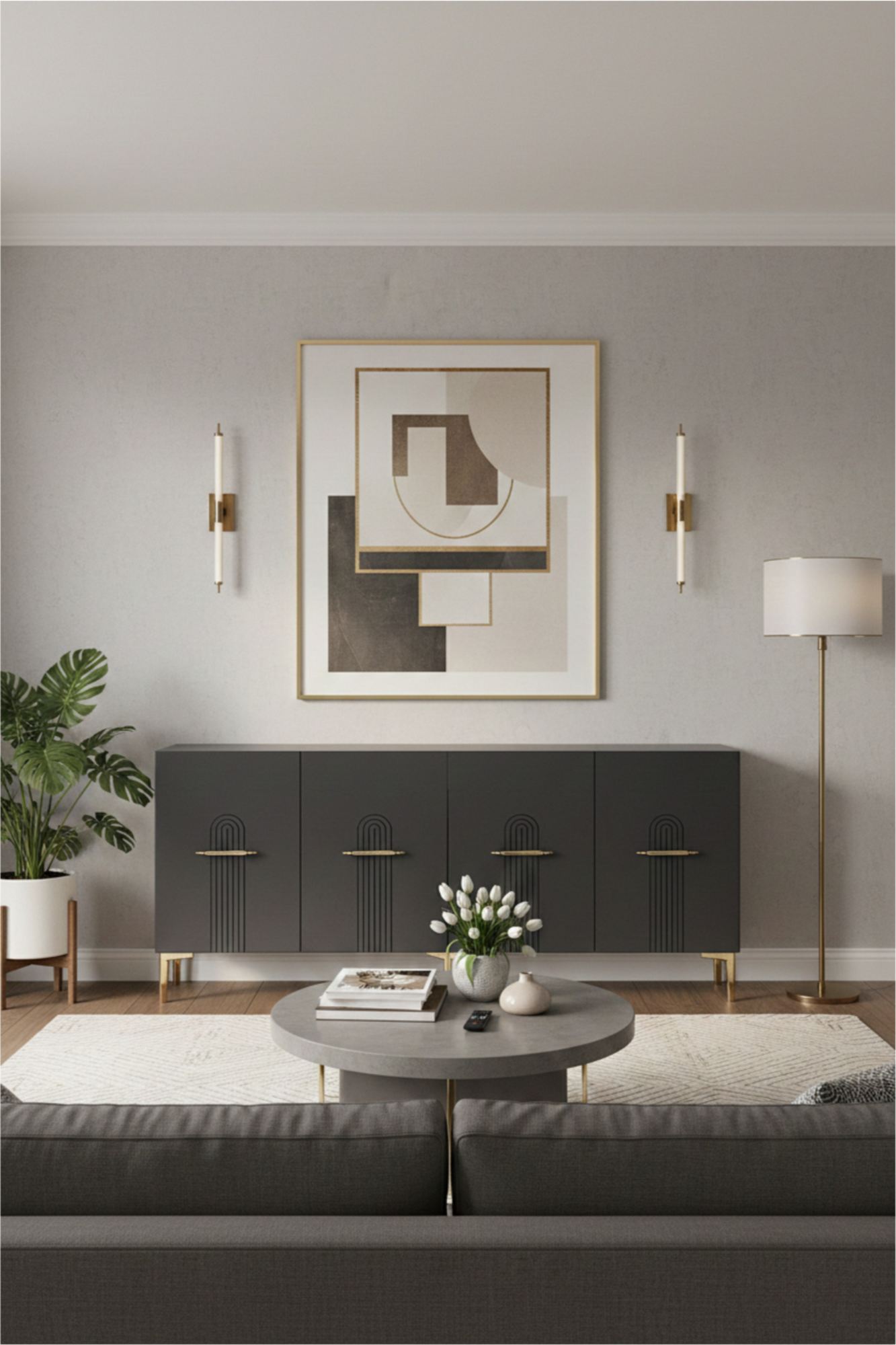 Κονσόλα Μπουφές 180x75x32 εκ Ανθρακί / Χρυσό 555CHM1716