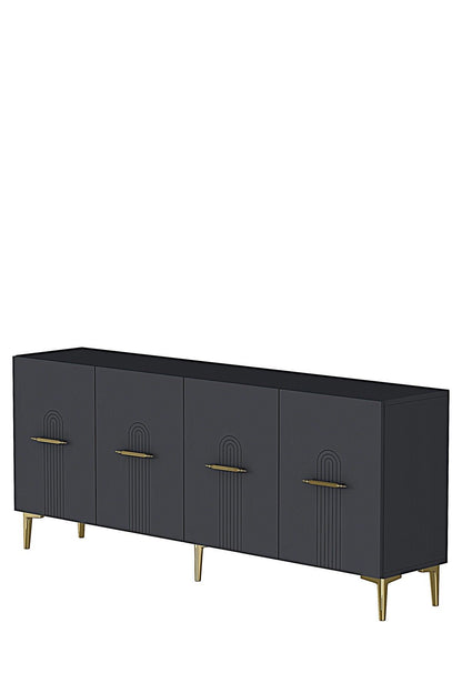 Κονσόλα Μπουφές 180x75x32 εκ Ανθρακί / Χρυσό 555CHM1716