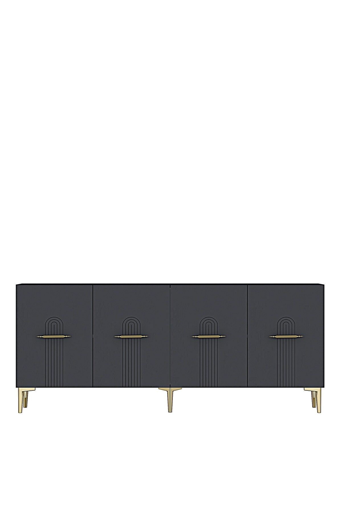 Κονσόλα Μπουφές 180x75x32 εκ Ανθρακί / Χρυσό 555CHM1716