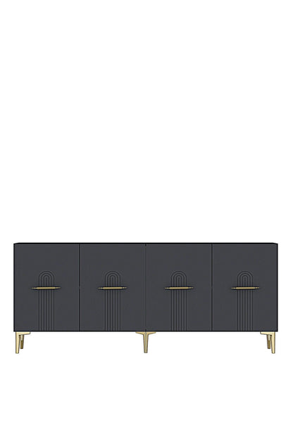 Κονσόλα Μπουφές 180x75x32 εκ Ανθρακί / Χρυσό 555CHM1716
