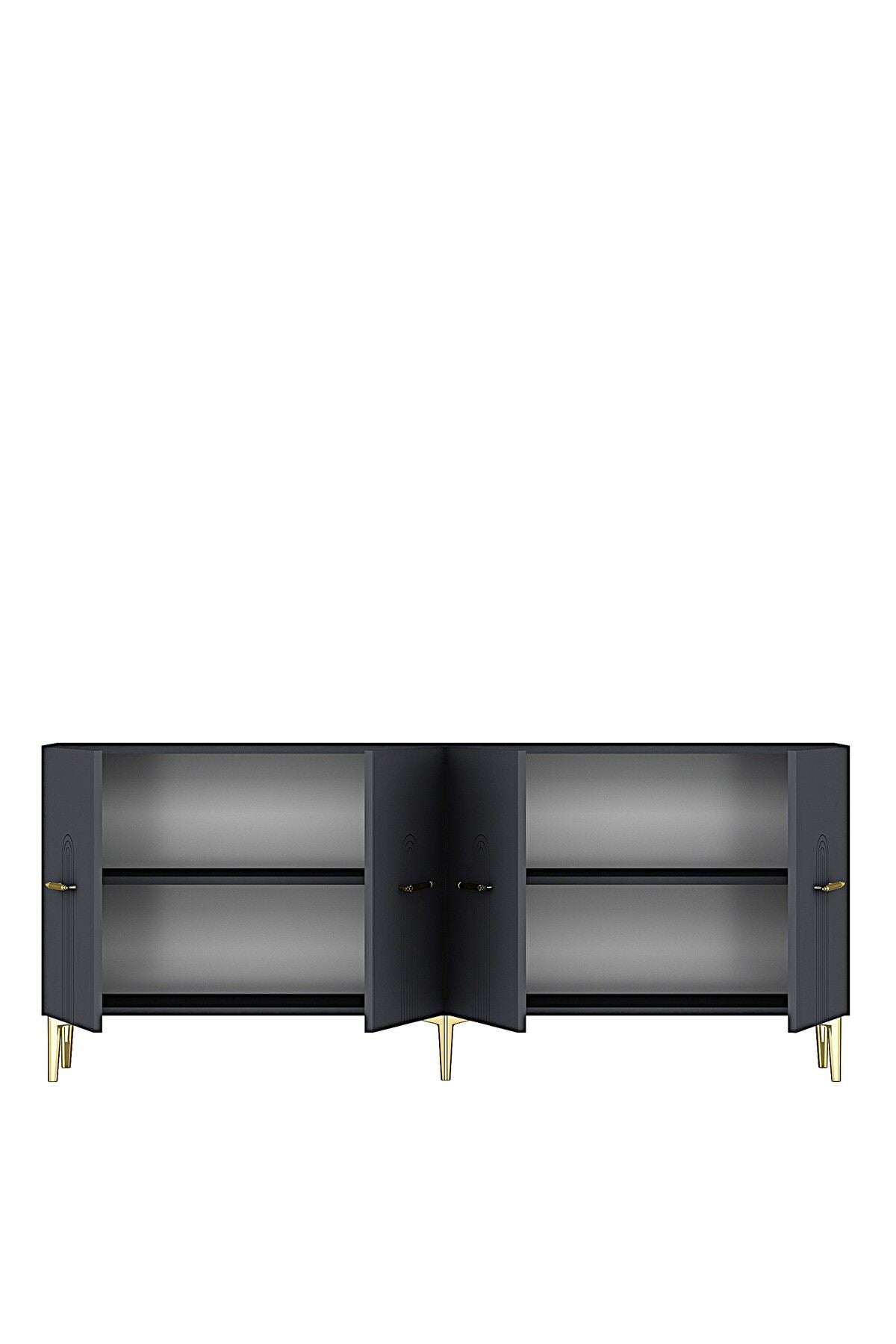 Κονσόλα Μπουφές 180x75x32 εκ Ανθρακί / Χρυσό 555CHM1716