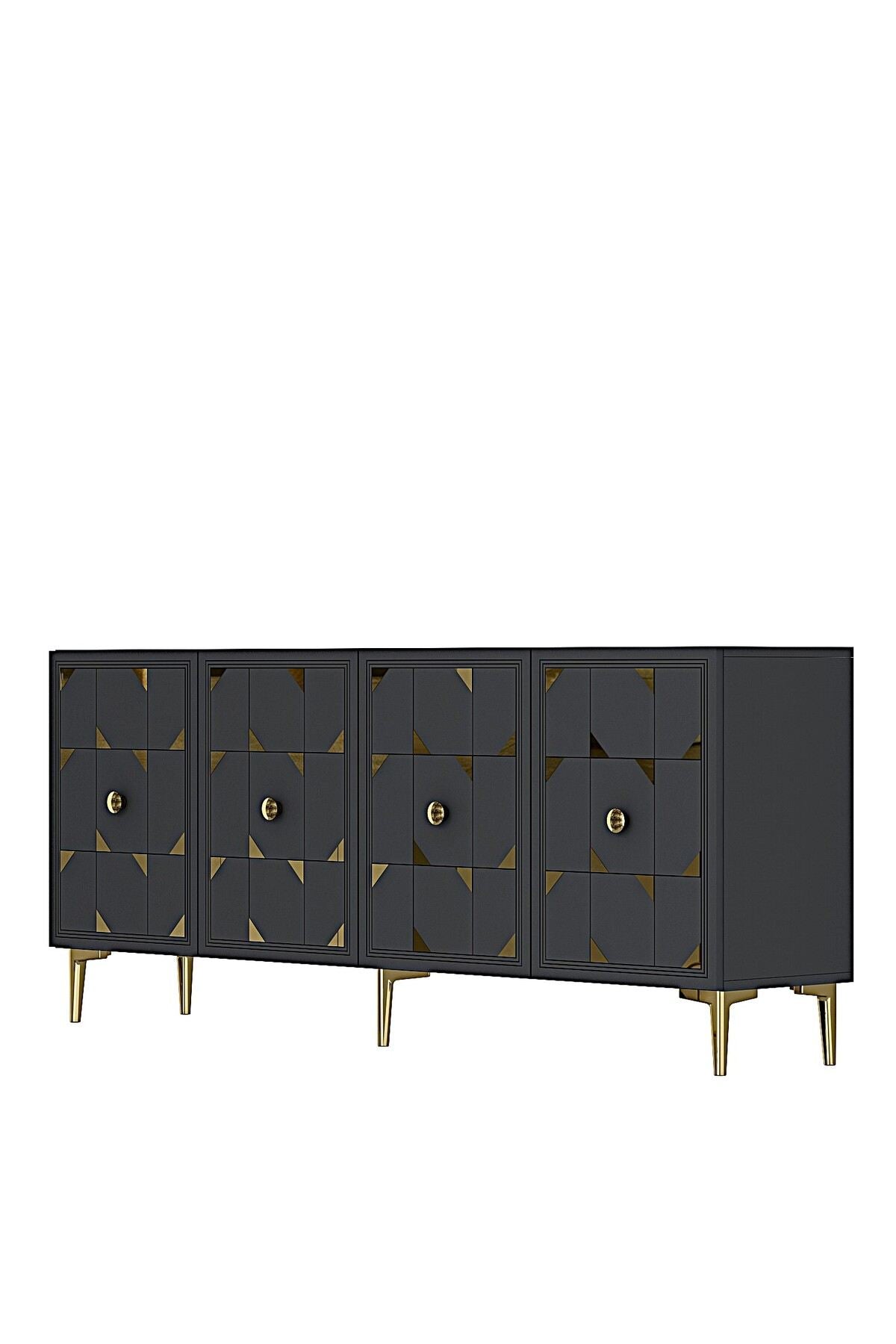 Κονσόλα Μπουφές 180x75x32 εκ Ανθρακί / Χρυσό 555CHM1719