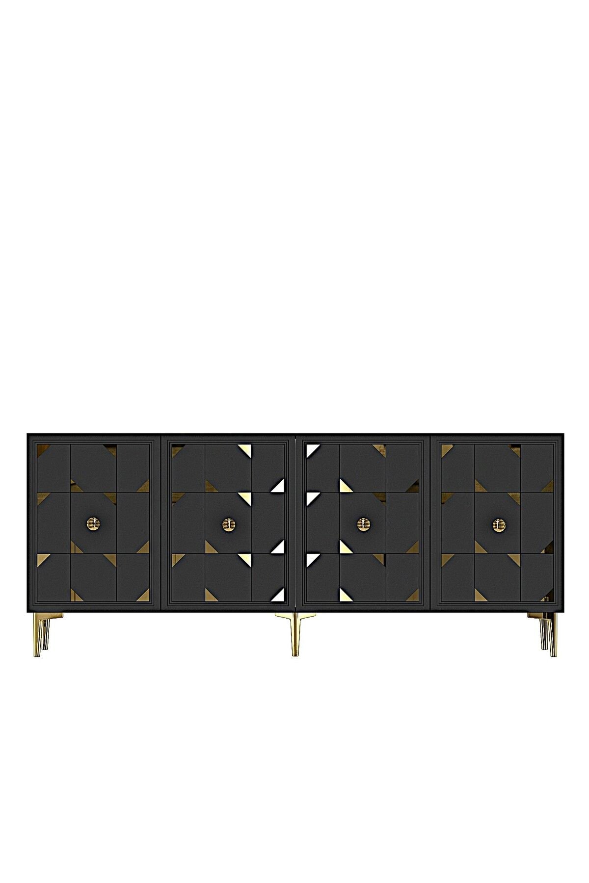 Κονσόλα Μπουφές 180x75x32 εκ Ανθρακί / Χρυσό 555CHM1719