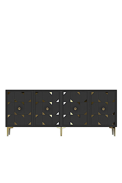 Κονσόλα Μπουφές 180x75x32 εκ Ανθρακί / Χρυσό 555CHM1719