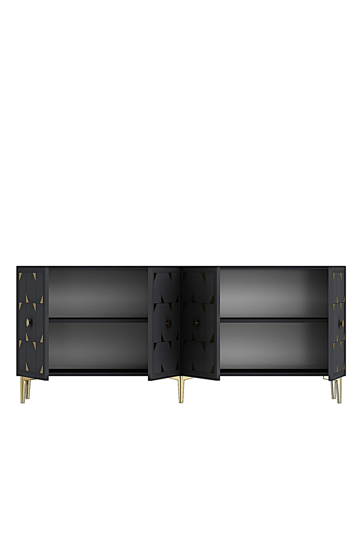 Κονσόλα Μπουφές 180x75x32 εκ Ανθρακί / Χρυσό 555CHM1719
