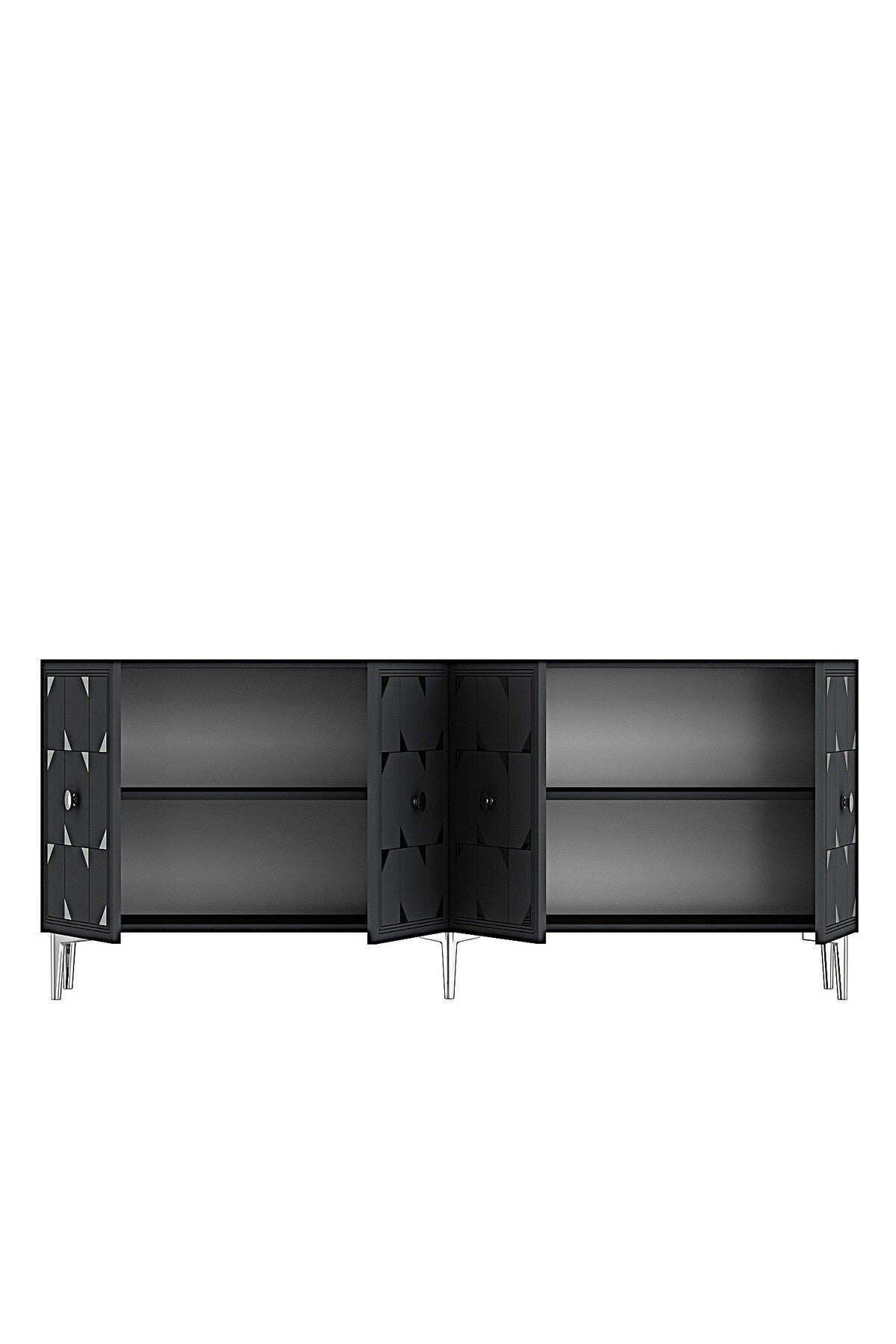 Κονσόλα Μπουφές 180x75x32 εκ Ανθρακί / Ασημί 555CHM1720