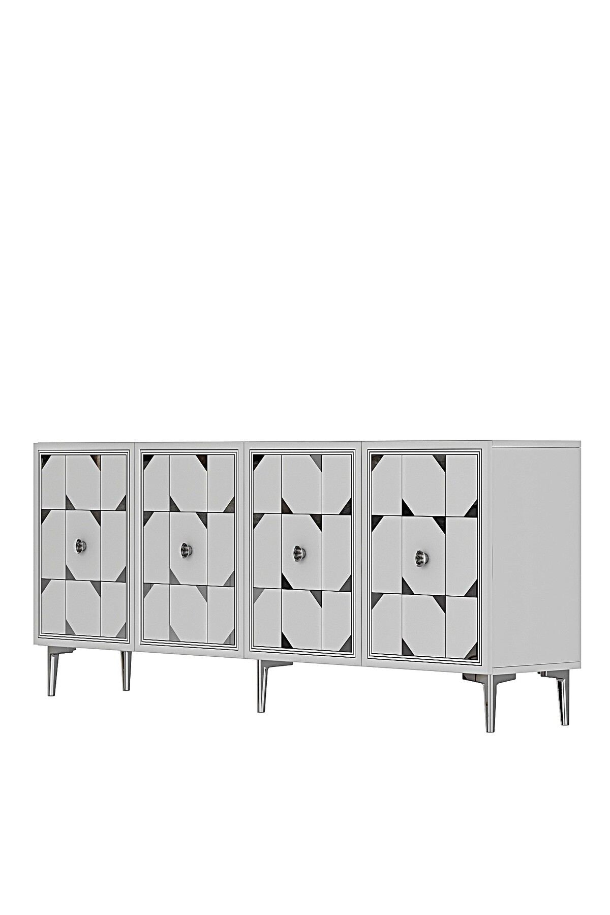 Κονσόλα Μπουφές 180x75x32 εκ Λευκό / Ασημί 555CHM1722