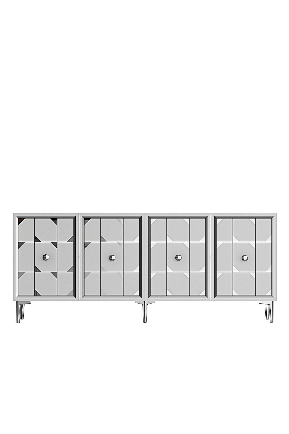 Κονσόλα Μπουφές 180x75x32 εκ Λευκό / Ασημί 555CHM1722