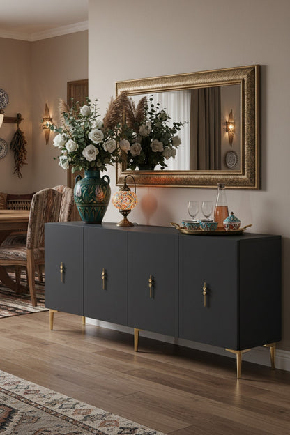Κονσόλα Μπουφές 180x75x32 εκ Ανθρακί / Χρυσό 555CHM1731