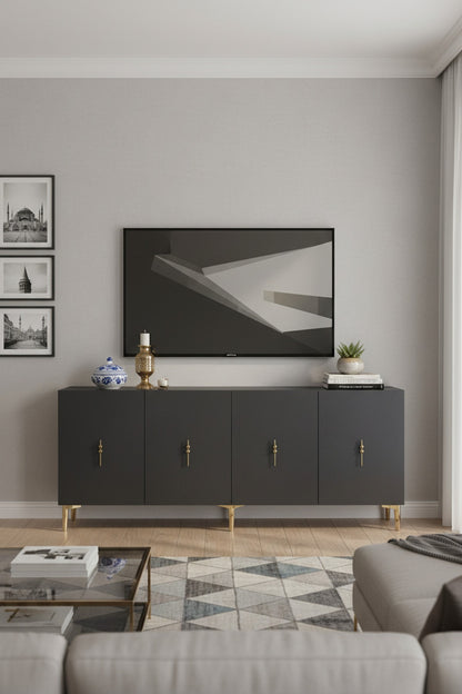 Κονσόλα Μπουφές 180x75x32 εκ Ανθρακί / Χρυσό 555CHM1731