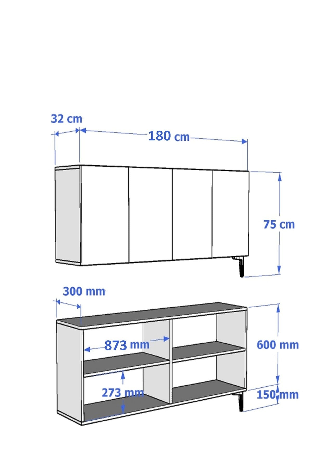 Κονσόλα Μπουφές 180x75x32 εκ Ανθρακί / Χρυσό 555CHM1731